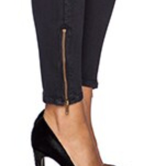 Current/Elliott Jeans Skinny Soho Zip Stiletto Jet Black Size 25 Ankle#1558-0847 - Picture 3 of 16